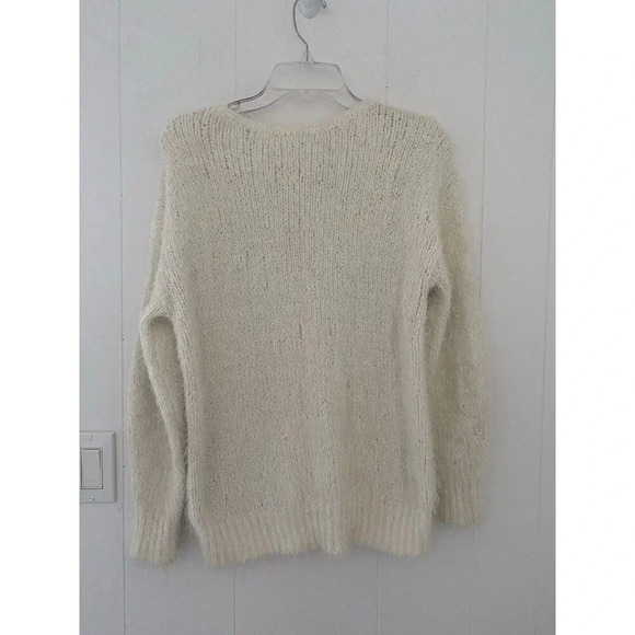 BP. Women's Ivory V-Neck Eyelash Soft Chenille Sweater, Size Small - Picture 2 of 7